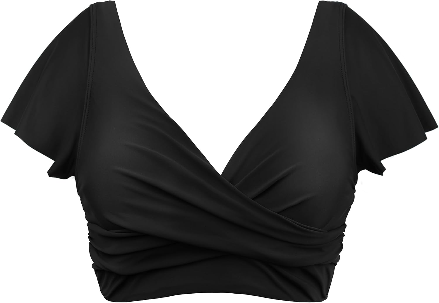 Hilor Women's Underwire Bikini Tops Short Sleeve Tankini Bathing Suits Front Twist Push Up Swimsuit Top Only - Image 4