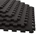 EASY HOME Interlocking Floor Gym Mats for Home and Living Room, Rubber Floor Workout Mat for Exercise, Super Absorbent EVA Foam Mat- 60x60cm - 12mm Thickness, Black (4 Tiles - 16Sqft) gallery image