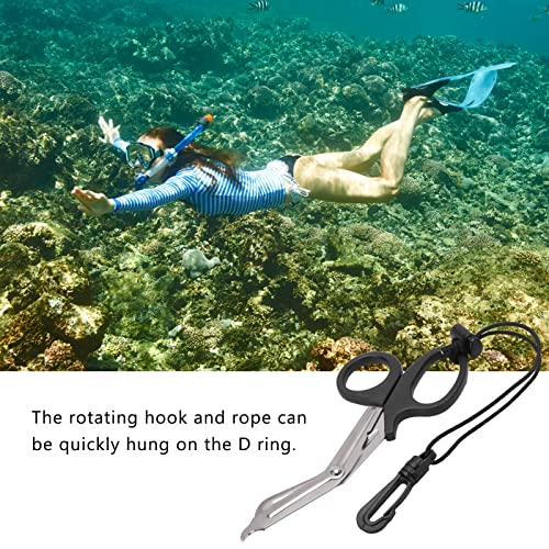 Pilipane Safety Sea Snips, Dive Shears, Emergency Scissors, Scuba Diving Scissors Stainless Steel Scuba Diver Shears with Lanyard and Buckle(黑色) - Thumbnail 4