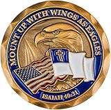 Mount Up with Wings as Eagles, Christian Coin Token, Collectible Religious American Flag Military Challenge Coin, Antique Gold-Color Plated Bald Eagle Gift, Isaiah 40:31