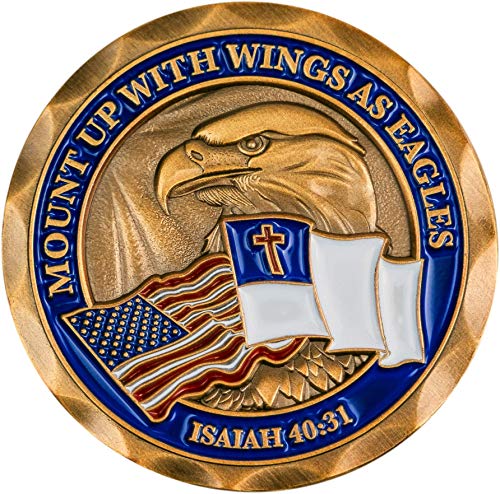 Mount Up with Wings as Eagles, Christian Coin Token, Collectible Religious American Flag Military Challenge Coin, Antique Gold-Color Plated Bald Eagle Gift, Isaiah 40:31