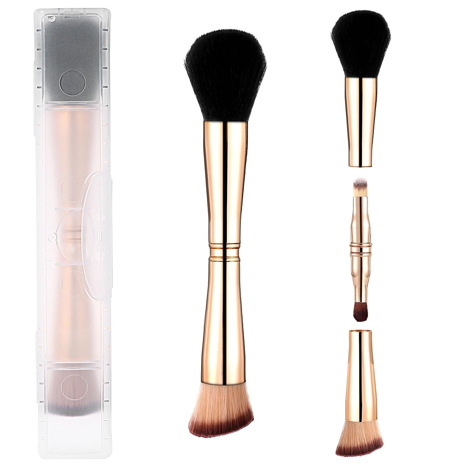 Travel Makeup Brush Set - 4 In 1 Mini Brushes for On-the-Go