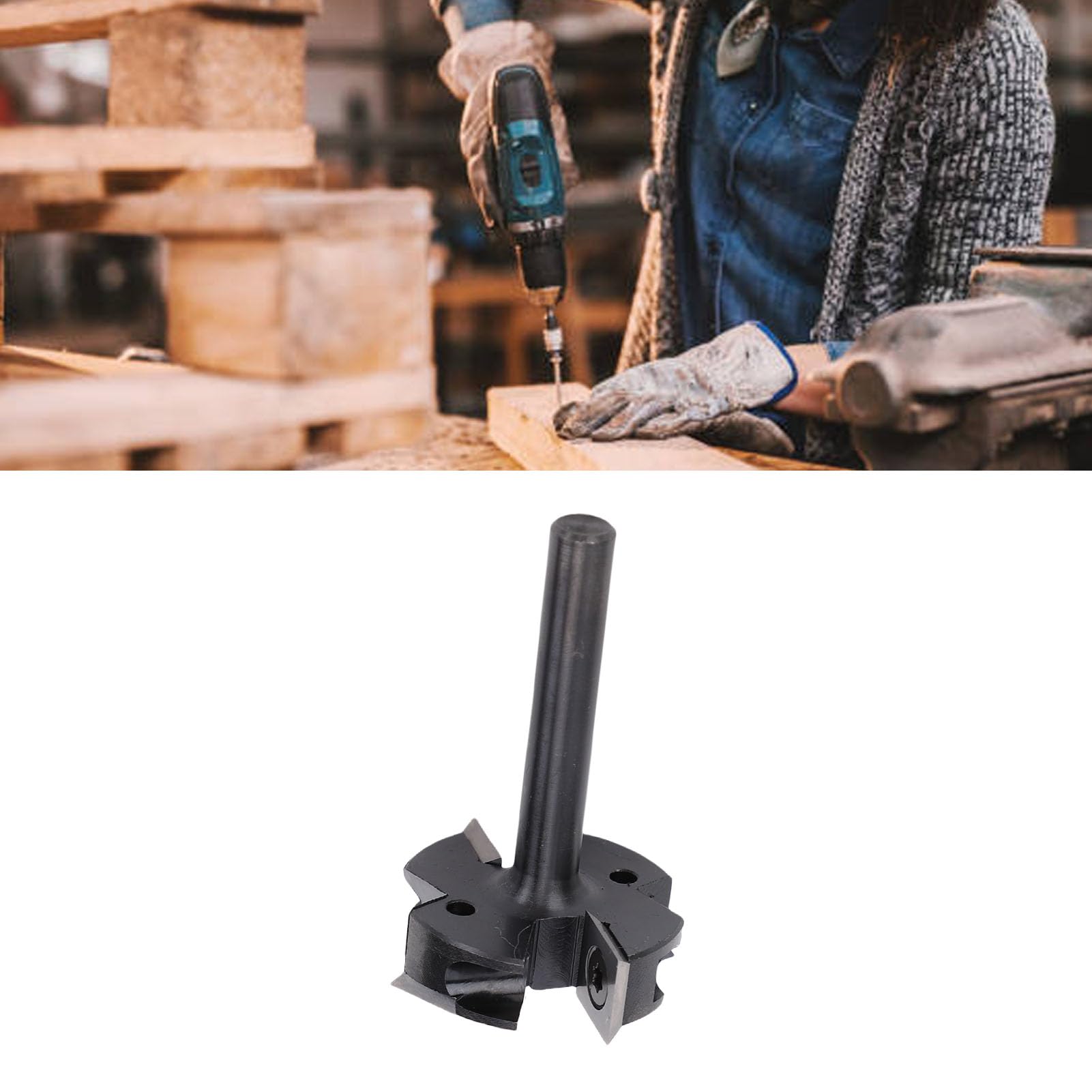 Marhynchus Punta per Fresatura per Appiattire Lastra, Punta per Superficie Spoiler con in Carburo per la Lavorazione del Legno, Gambo da 5/16 Pollici, Diametro di Taglio 1-1/2 Pollici per Macchine CNC