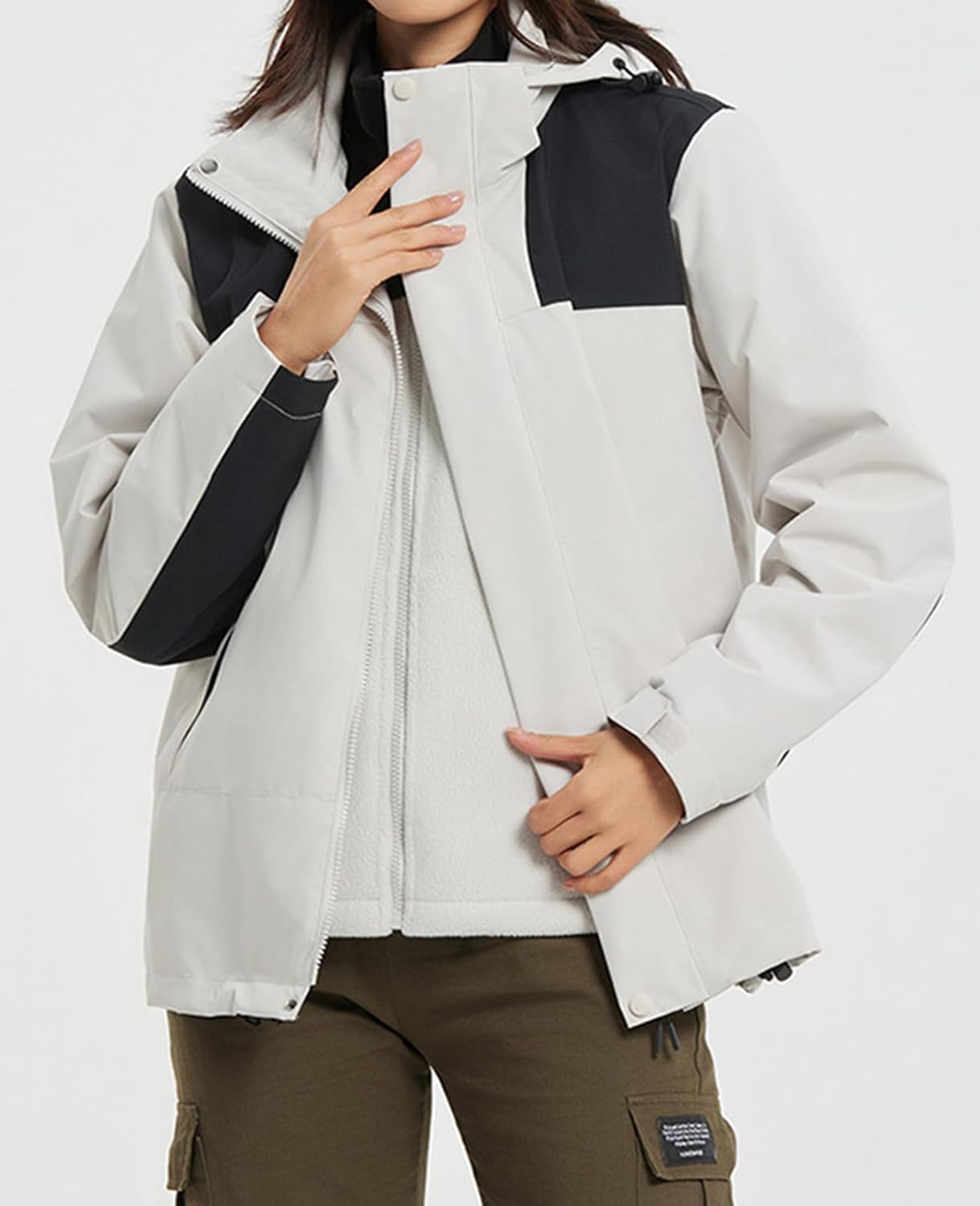 Women's 3 in 1 Winter Coats Waterproof Fleece Windproof Snowboarding Jackets with Hood Mountain Warm Raincoat