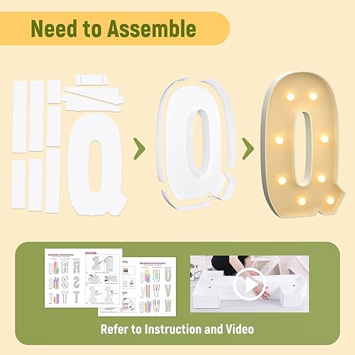 Miniatura 214 de Mixifox Letras V de marquesina de 3 pies, letras grandes iluminadas de 3 pies de alto con luces, letra de bebé grande para baby shower, boda