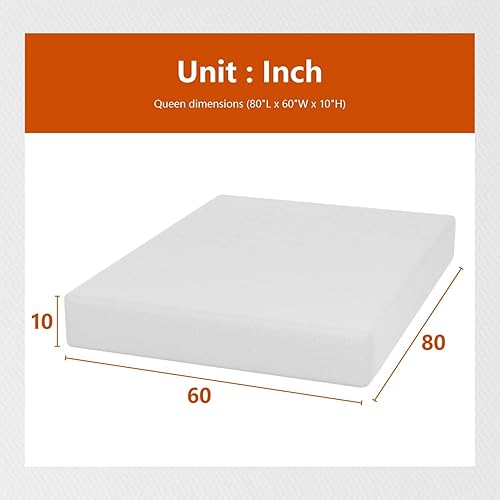 Miniatura 75 de PayLessHere Colchón individual de 12 pulgadas Colchón de espuma viscoelástica de gel firme media Blanco con funda con cremallera lavable