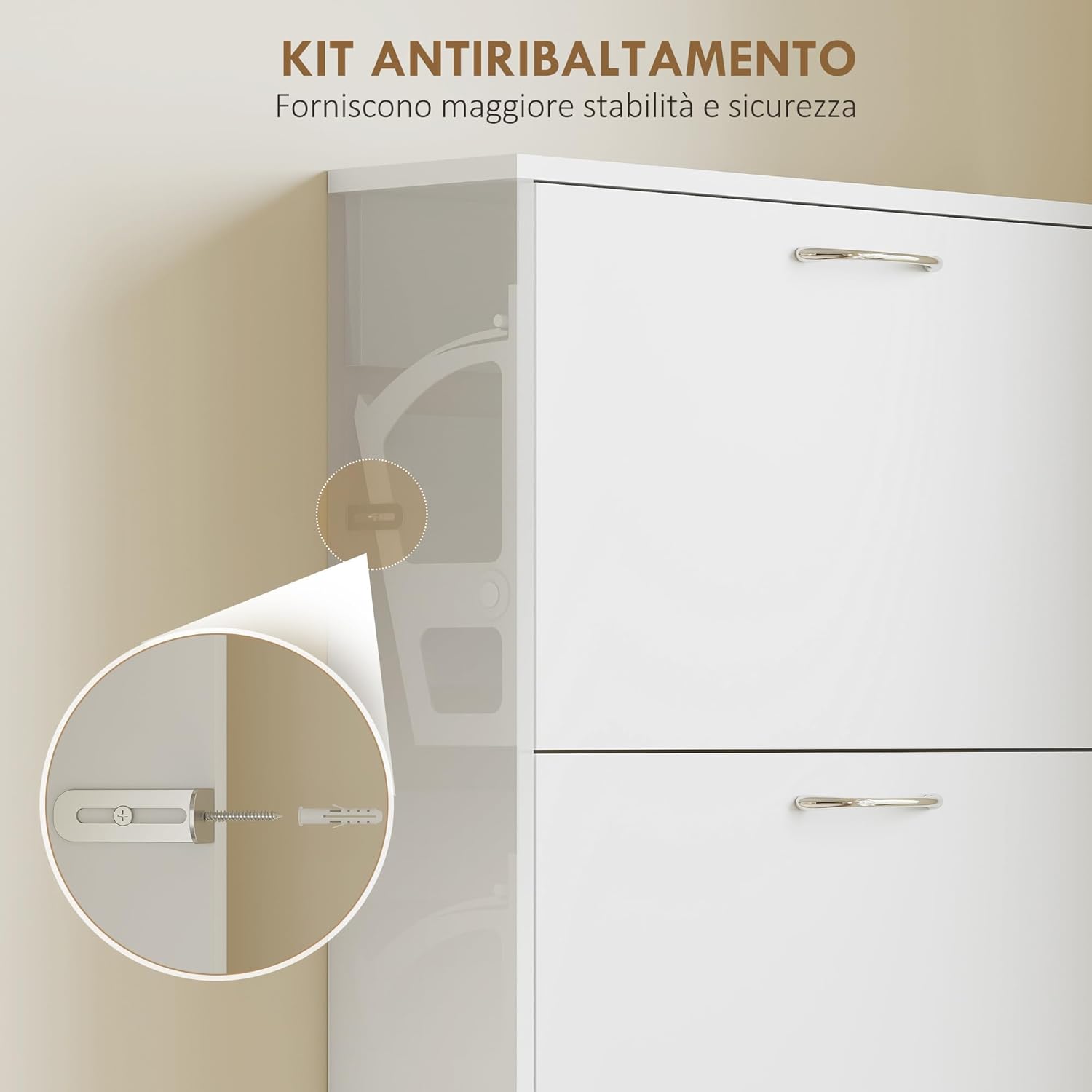 Close-up of the anti-tipping kit installation