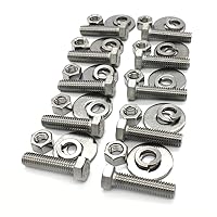 Vista 7 de (10 juegos) Tornillos de cabeza hexagonal de acero inoxidable 1/4-20x1, tuercas, arandelas planas y de bloqueo, 18-8 (304) S/S, totalmente roscados