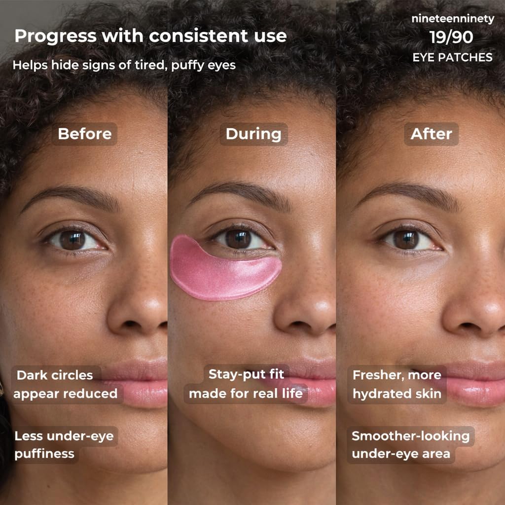 19/90 Revitalizing Hydrogel Under Eye Patches for Dark Circles & Puffiness - Salmon PDRN, Peptides & Hyaluronic Acid - Pink (30 Pair)