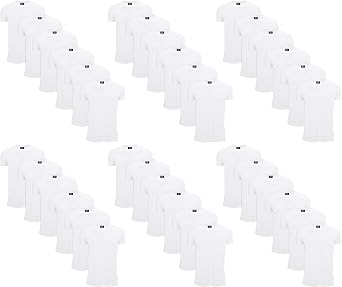 SOCKSNBULK 36 Pack Mens Cotton Crew Neck Short Sleeve Casual T-Shirts White Color Lightweight Bulk Pack 48 White, X-Large