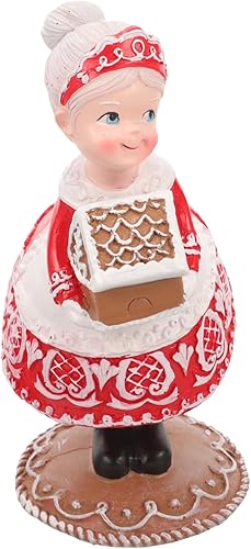 EXCEART Figuras de jengibre de la señora de Papá Noel, de resina, de Navidad, de pie, con figura de pan de jengibre para decoración de fiesta de