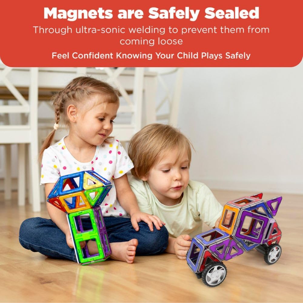 Magformers XL Cruisers Set (32-pieces) Magnetic Building Blocks, Educational Magnetic Tiles Kit , Magnetic Construction STEM Toy Set includes wheels