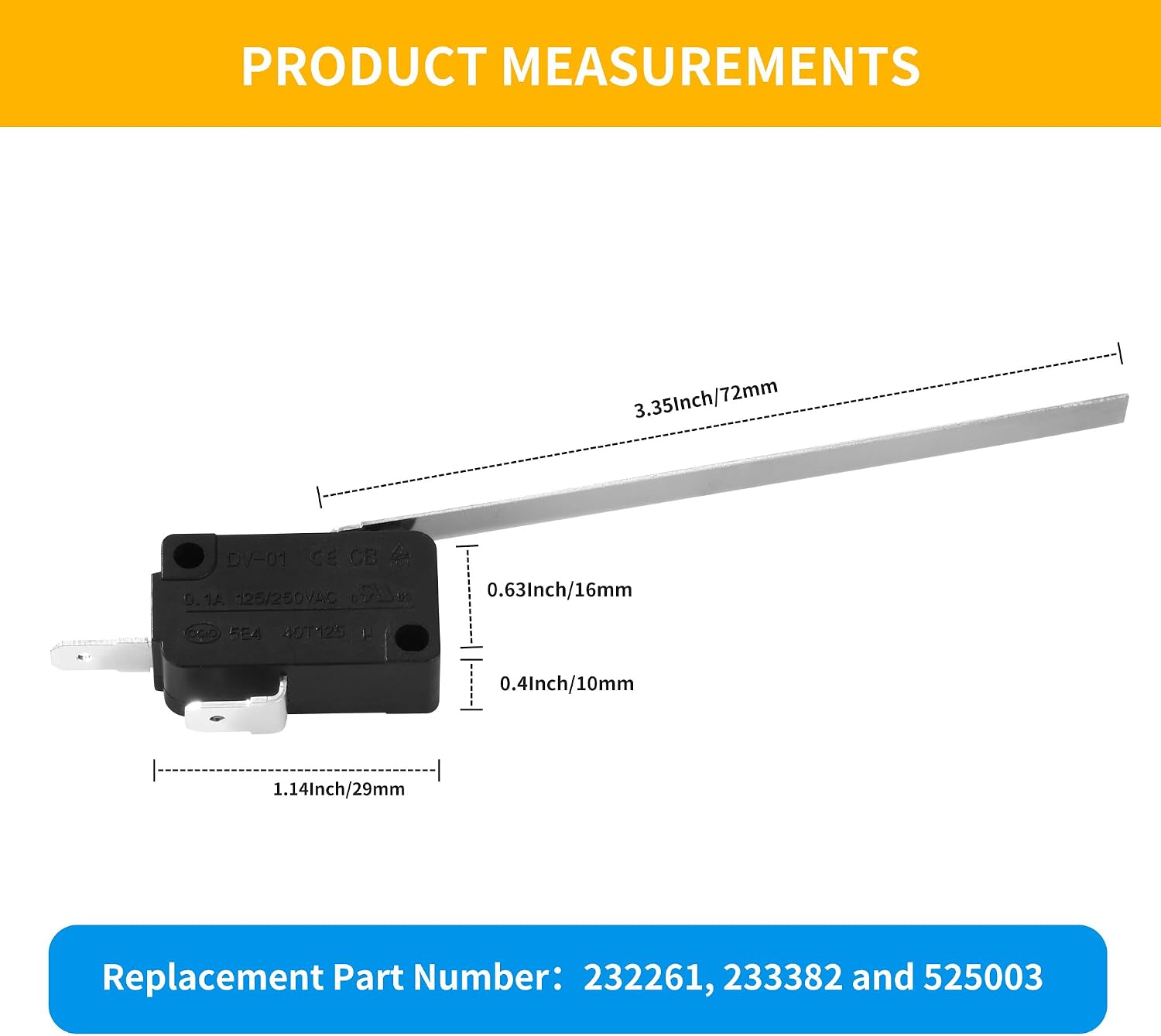 232261 Sail Switch for RV Furnace, Compatible with Suburban SF Series SF-20 25 30 35 42, SF-20F 25F 30F 35F 42F RV Flame Furnace, Replacement Part # 233382 525003, Low Air Flow Transfer Switch
