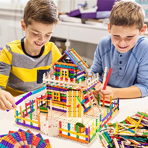 Colorful Wooden Craft Sticks, 200Pcs Popsicle Sticks For Crafts, Natural Jumbo Sawtooth Wooden Sticks For Diy Craft, Kids Education Supplies #TOP3