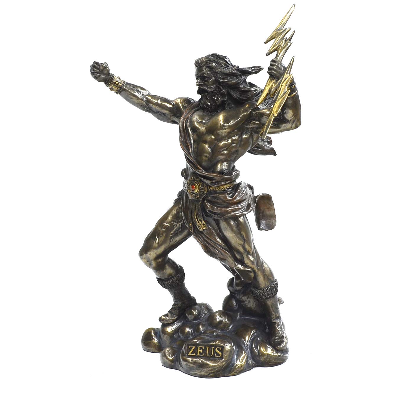 Veronese Collection, Hand Painted Zeus Figure, 16 X 13 28 Cm Hard Polyresin (Marble Powder Mix) Trinket Figure