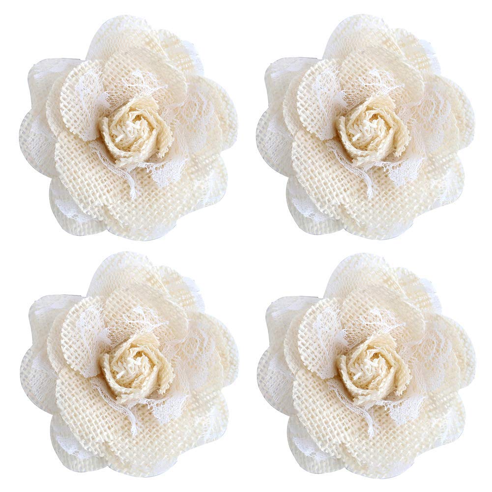 Handmade Burlap Flowers for DIY Craft Wedding Decoration (17)