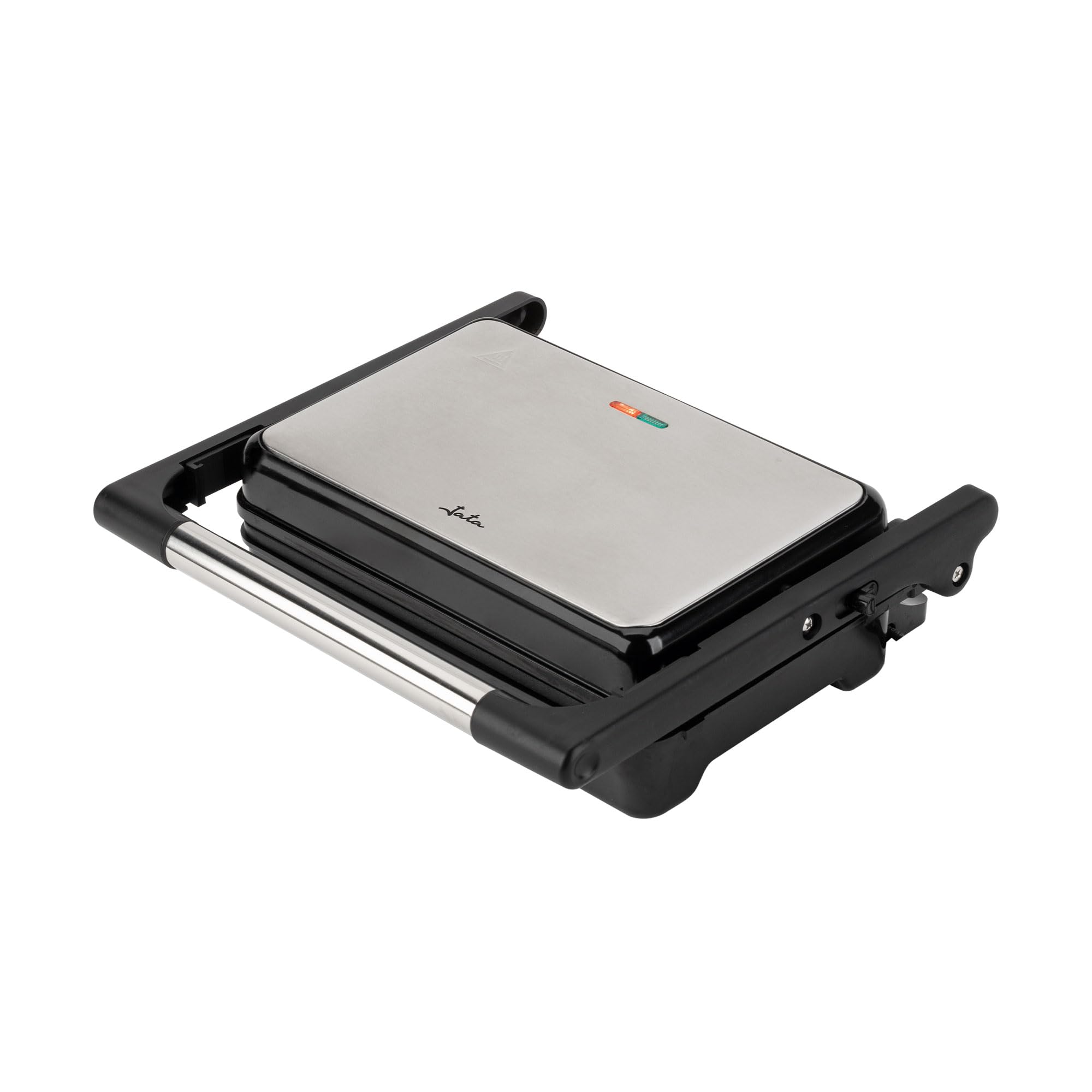JATA JEGR1183 - Grill de asar doble 1500 W | Parrilla eléctrica con apertura 180° y tapa basculante | Termostato regulable | Placas lisas antiadherentes 26 x 16,5 cm libres de PFOA | Cocina sana