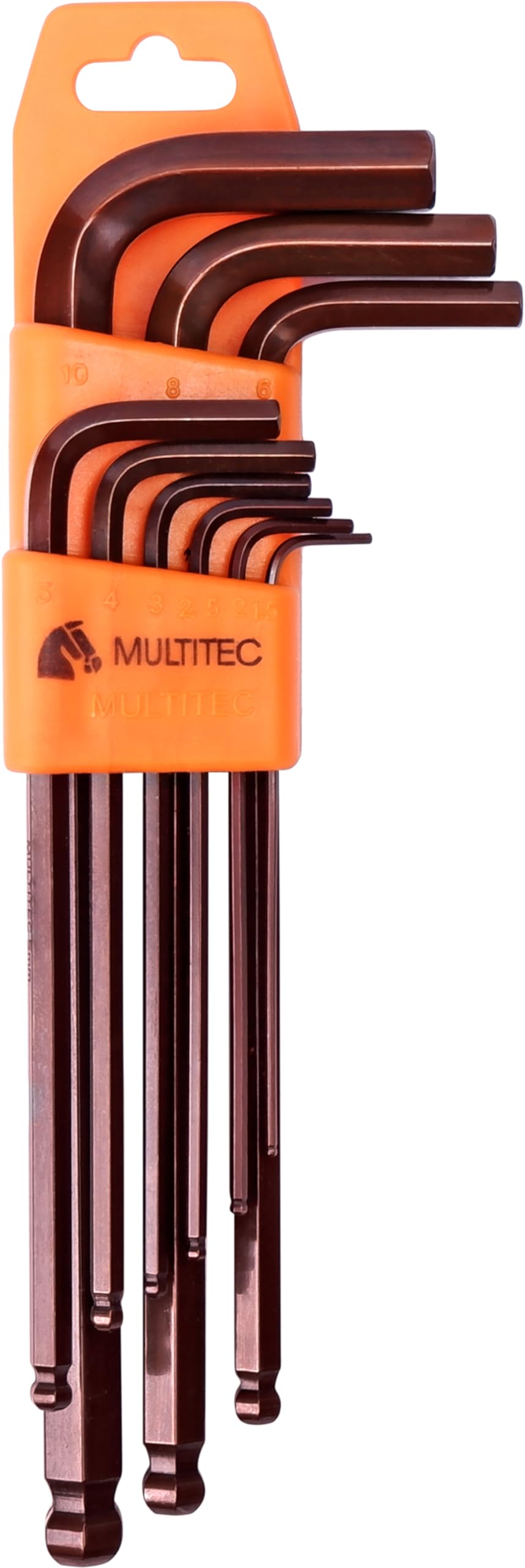 MULTITEC Long Ball Ended Allen Key Set HBLK100-1.5mm to 10mm | 9 Pcs Hex Key Wrench Set with Plastic Holder | Chrome Finish | Hardened Tempered Alloy Steel Tool Kit for Garage Bike Furniture Repair