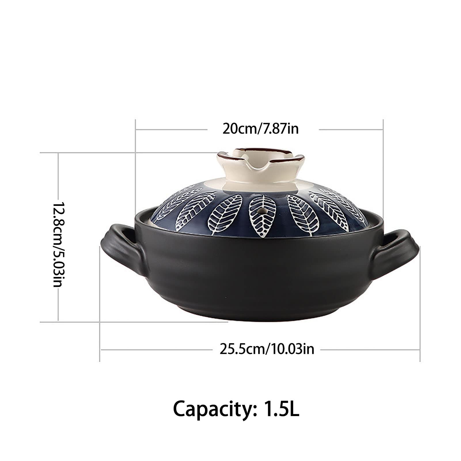 Ręcznie Malowany Ceramiczny Garnek Nieprzywierający Dutch Oven Z Pokrywką Gliniany Garnek Z Uchwytami Do Smażenia Gotowanie Na Parze(F,1.5L)