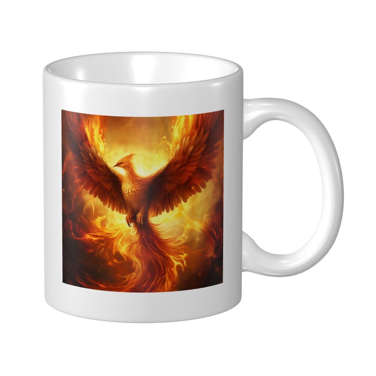 peiyeety Flame Phoenix Ceramic Coffee Mug, 12 Oz Large Capacity for Office and Home