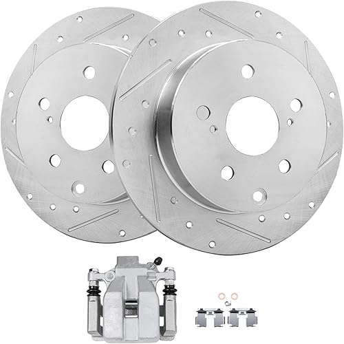 Miniatura 21 de Detroit Axle - Kit de freno delantero para Nissan Frontier Pathfinder Xterra Suzuki Equator, rotores de freno de disco perforados y ranurados