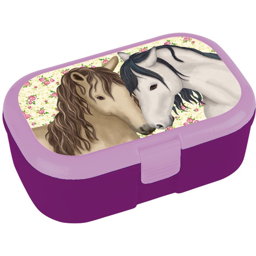 Lutz Mauder 10647 TapirElla Lunchbox Pferdeköpfe Brotdose Kinder Trennfach herausnehmbar Schule Kindergarten Pferdemotiv Mädchen