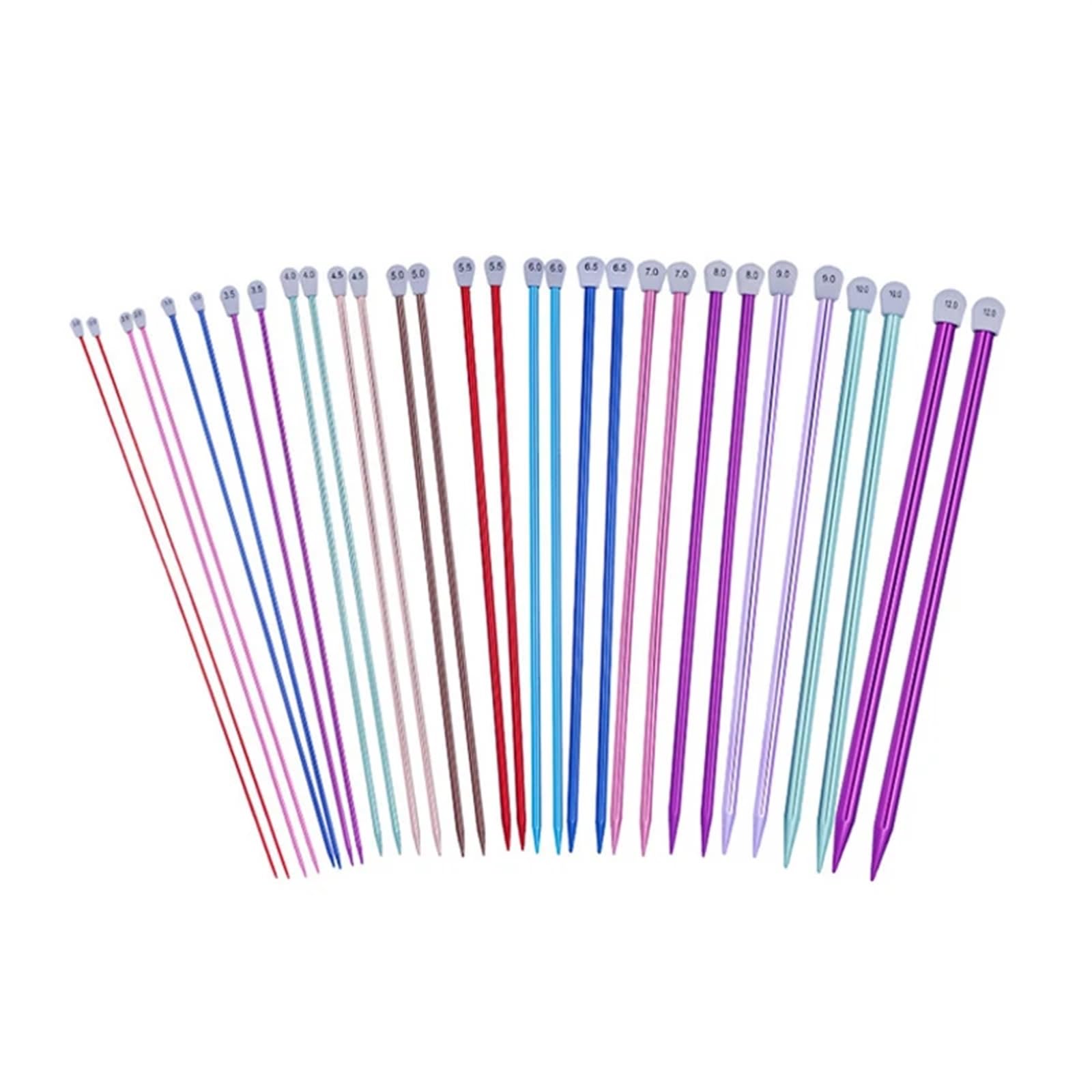 AOEGBY Knitting Needle 2Pcs 35cm Single Pointed Knitting Needles Pins Straight Aluminum DIY Weaving Tool Long Sweater Scarf Needle 2.0-12mm Knitting Needles Set (Size : 2mm)
