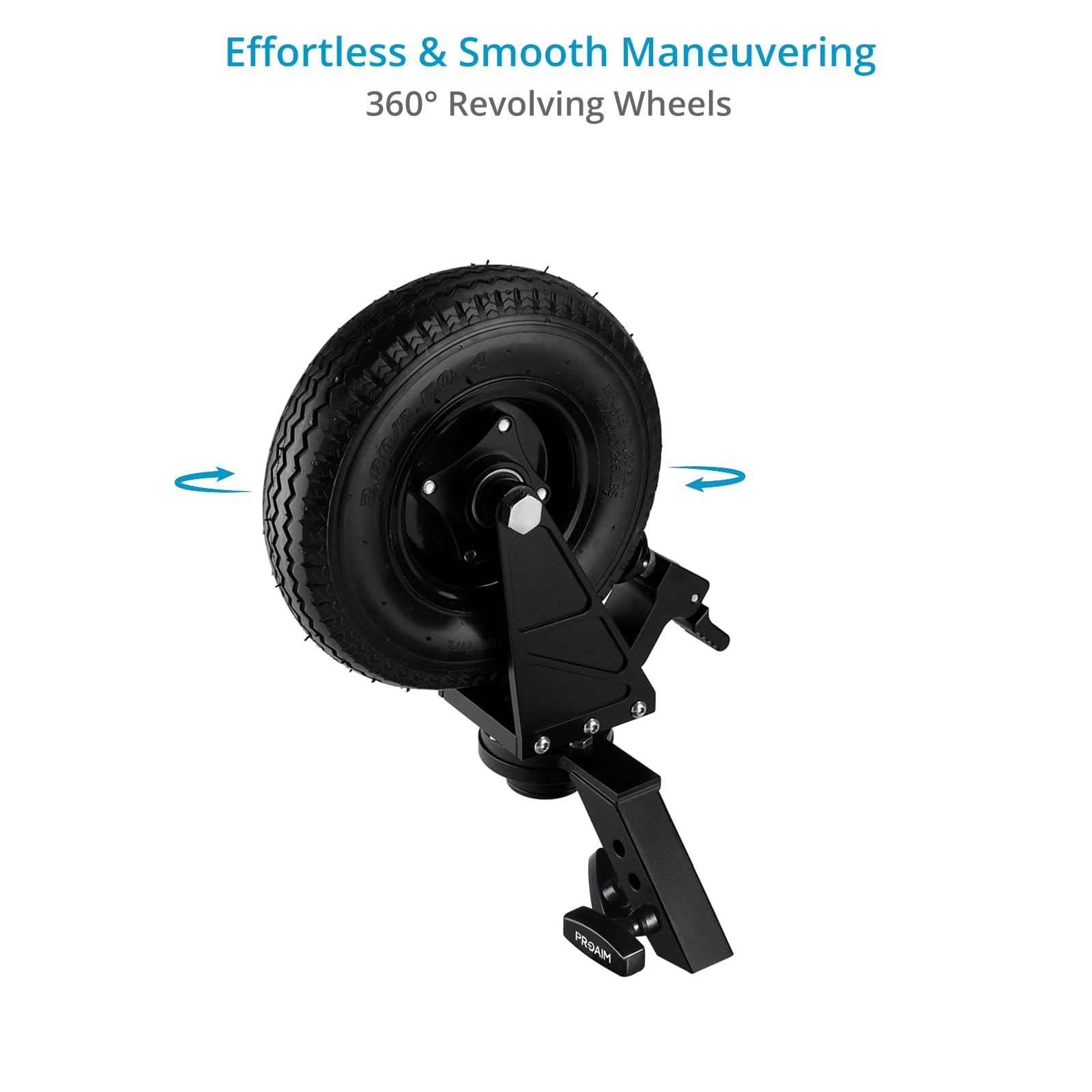 PROAIM eu de roues Alpha pour supports caméra à pieds carrés | Comprend 3 roues pivotantes avec freins à pied personnalisés et supporte jusqu’à 113,3 kg / 250 lb.