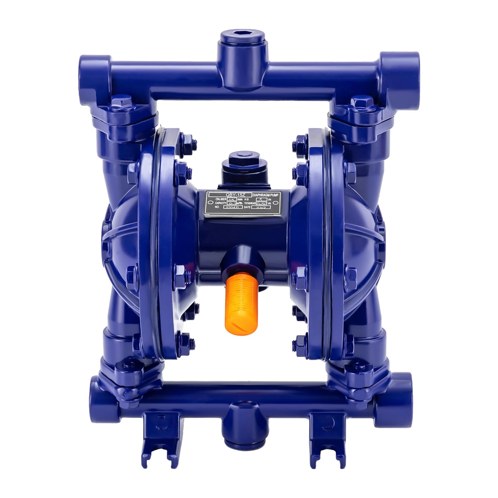12 GPM Air Operated Air Diaphragm Double Diaphragm Pump Cast Iron 115 PSI Dual Pump Petroleum Fluids 1/2 Inch Inlet/Outlet QBK-15