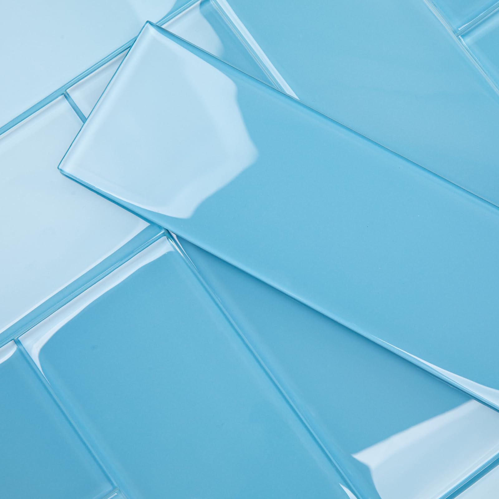 Lovdeco Blue Glass Subway Tile, Glass for Bathroom Kitchen Shower Backsplash Wall, 4 x 12 Inches, 4 Sq.Ft.