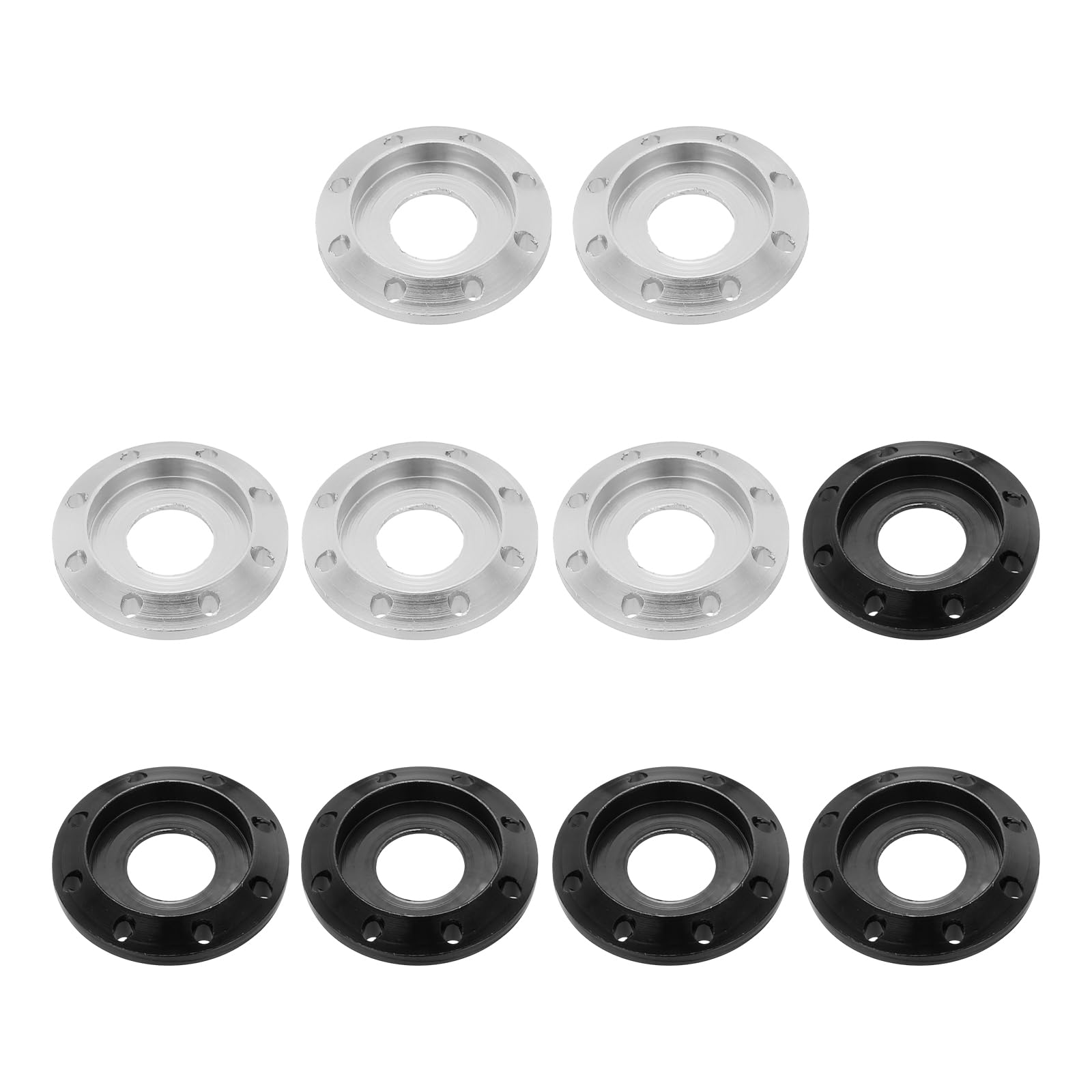 sourcing map M8 Aluminum Eight Holes Washer, Aluminum Alloy Disc Washer Anodized Colorful Decorative Gasket for Drones/RC/FPV/Electric Motorcycle(Pack of 10, Black/Silver) — image 1