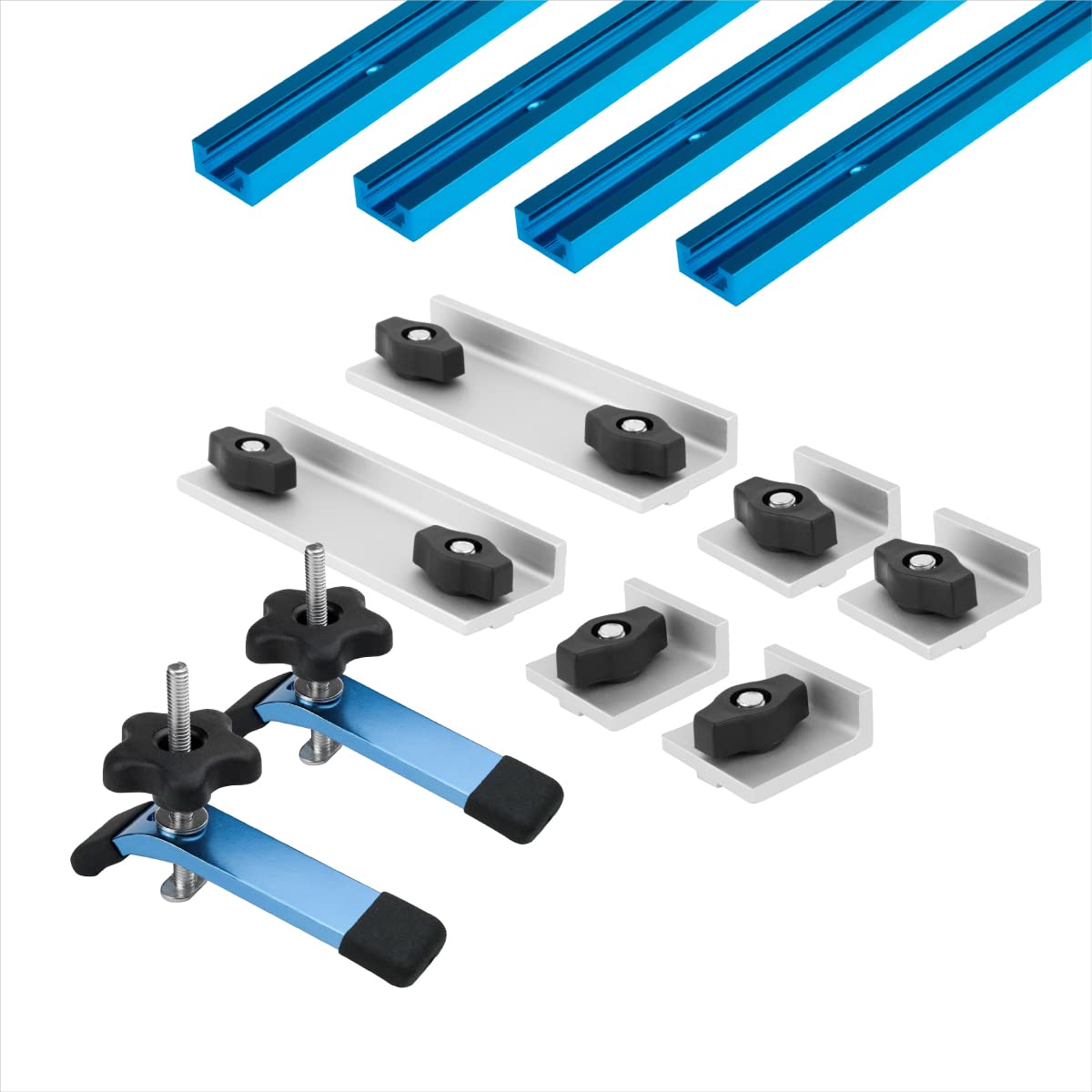 POWERTEC71779 24" Double-Cut Profile T Track Kit, Including Long & Short Stops and 5-1/2" Hold Down Clamps