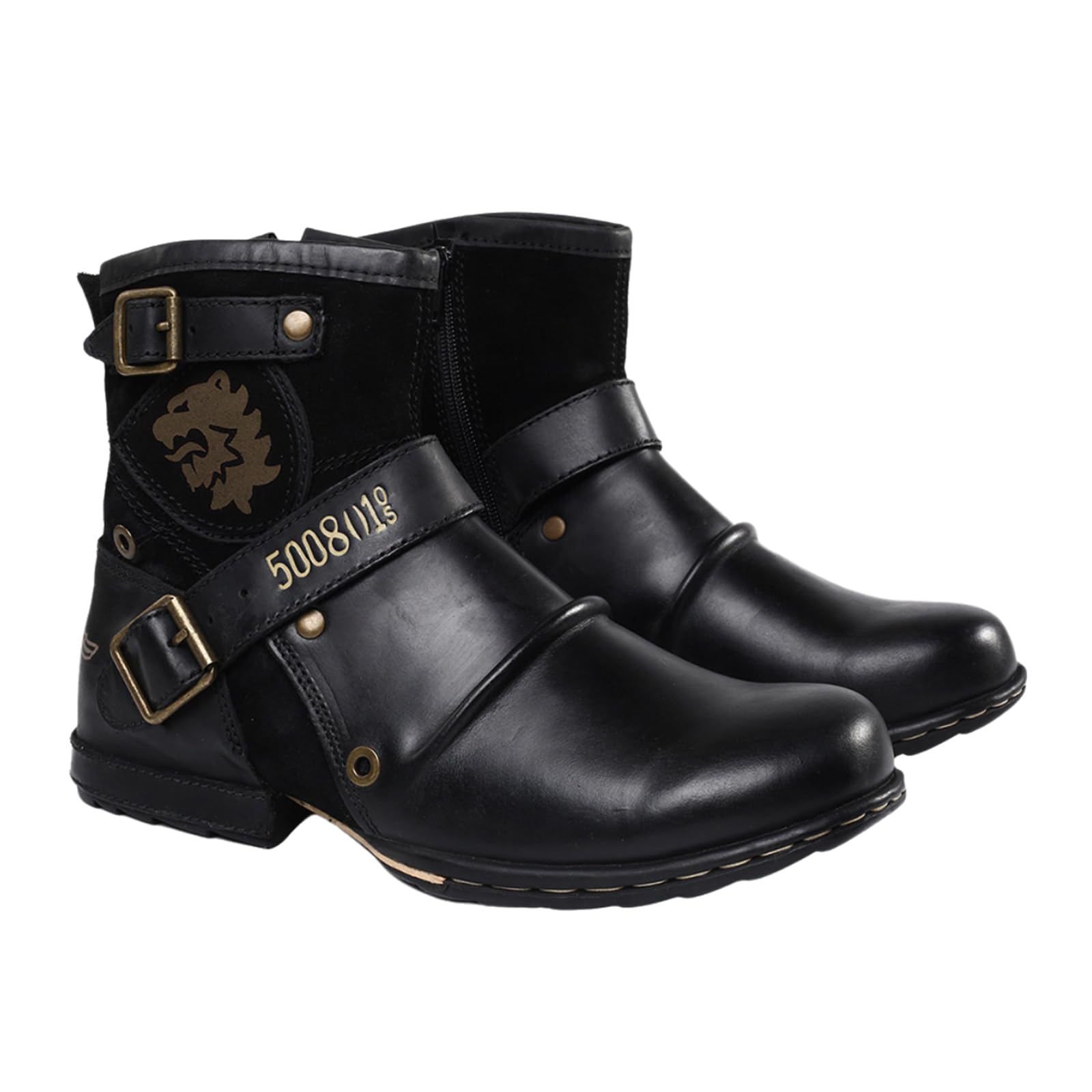 Botas De Moto para Hombre,Botas Moto De Cuero Hombre,Botas Moto Adventure,Botas Moto Touring para Hombre,Cuero,Impermeables,con Cremallera Lateral,para Botas De Aventura Y Turismo