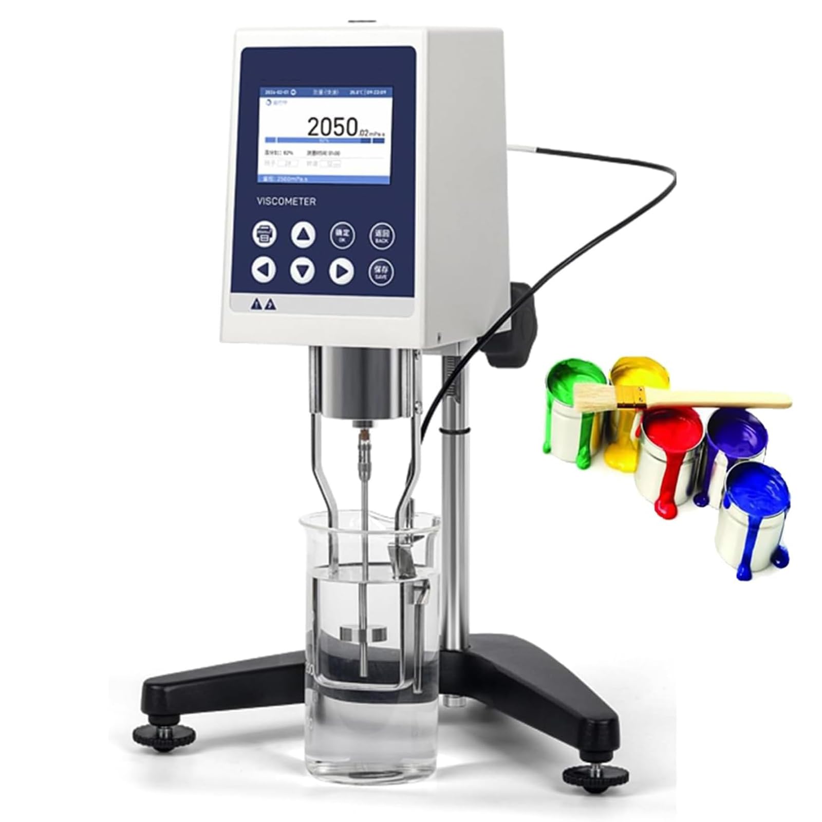 Tragbares Viskosimeter, Newton Flüssigkeitsmessgerät, 3,5 Zoll LCD, 3 Messmodi, Datenausgabe-Unterstützung, 50 Speicheraufzeichnungen für Tinten, Farben, Klebstoffe, Laborgebrauch