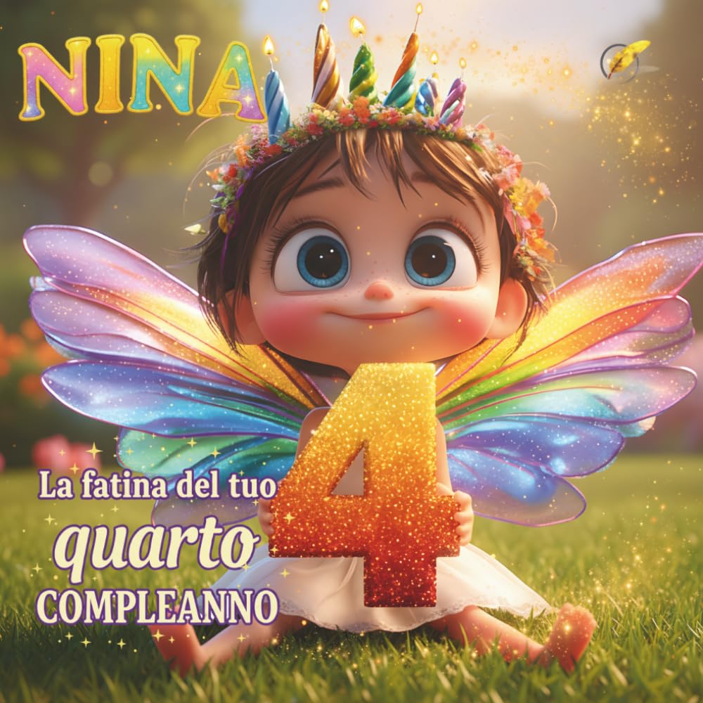 NINA, LA FATINA DEL TUO QUARTO COMPLEANNO: Libro personalizzabile per bambino o bambina di 4 anni – Regalo originale per il quarto compleanno