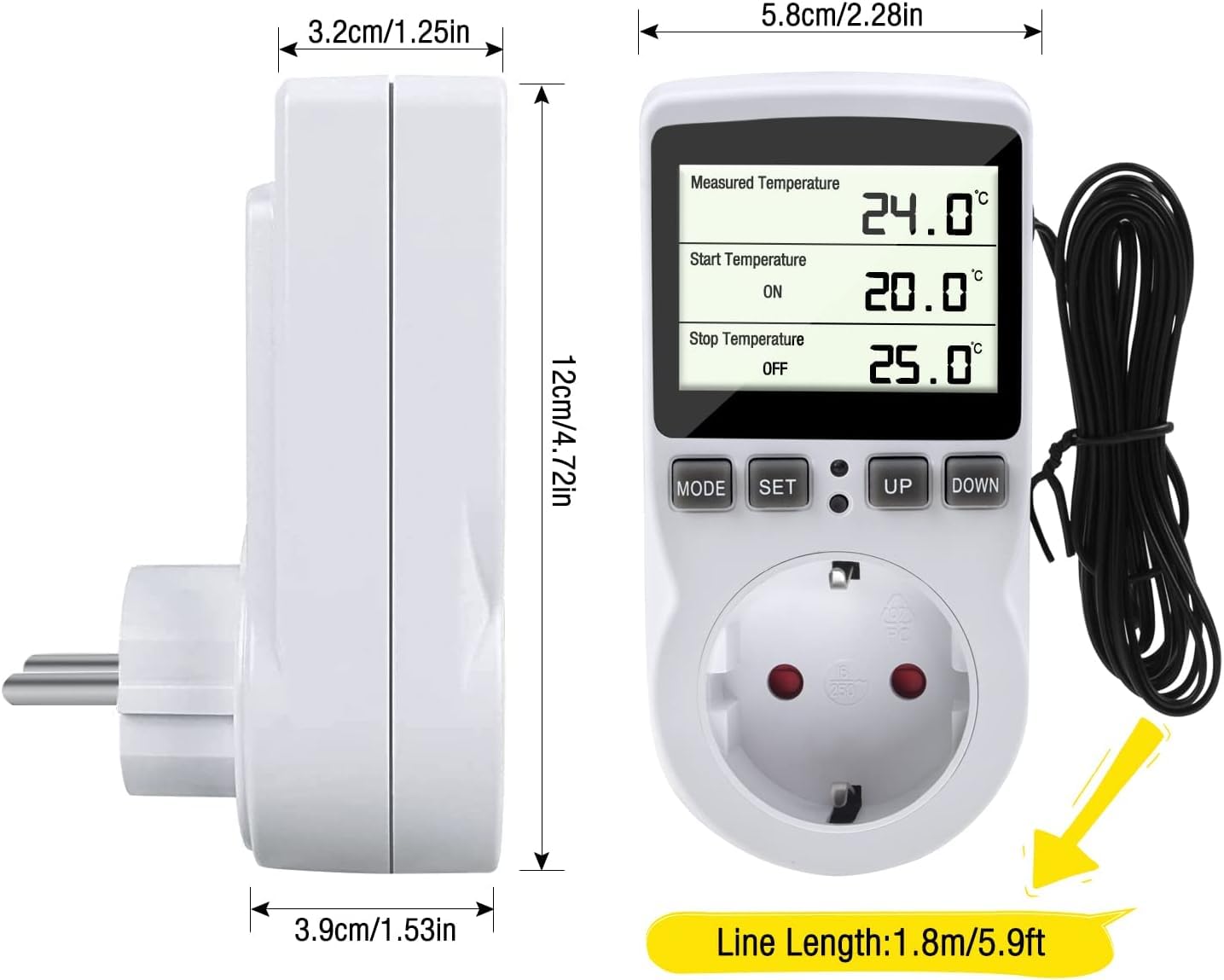 Termostato Digitale Con Sonda - Presa Intelligente Per Controllo Temperatura Da -20°C A 120°C - Foto 5