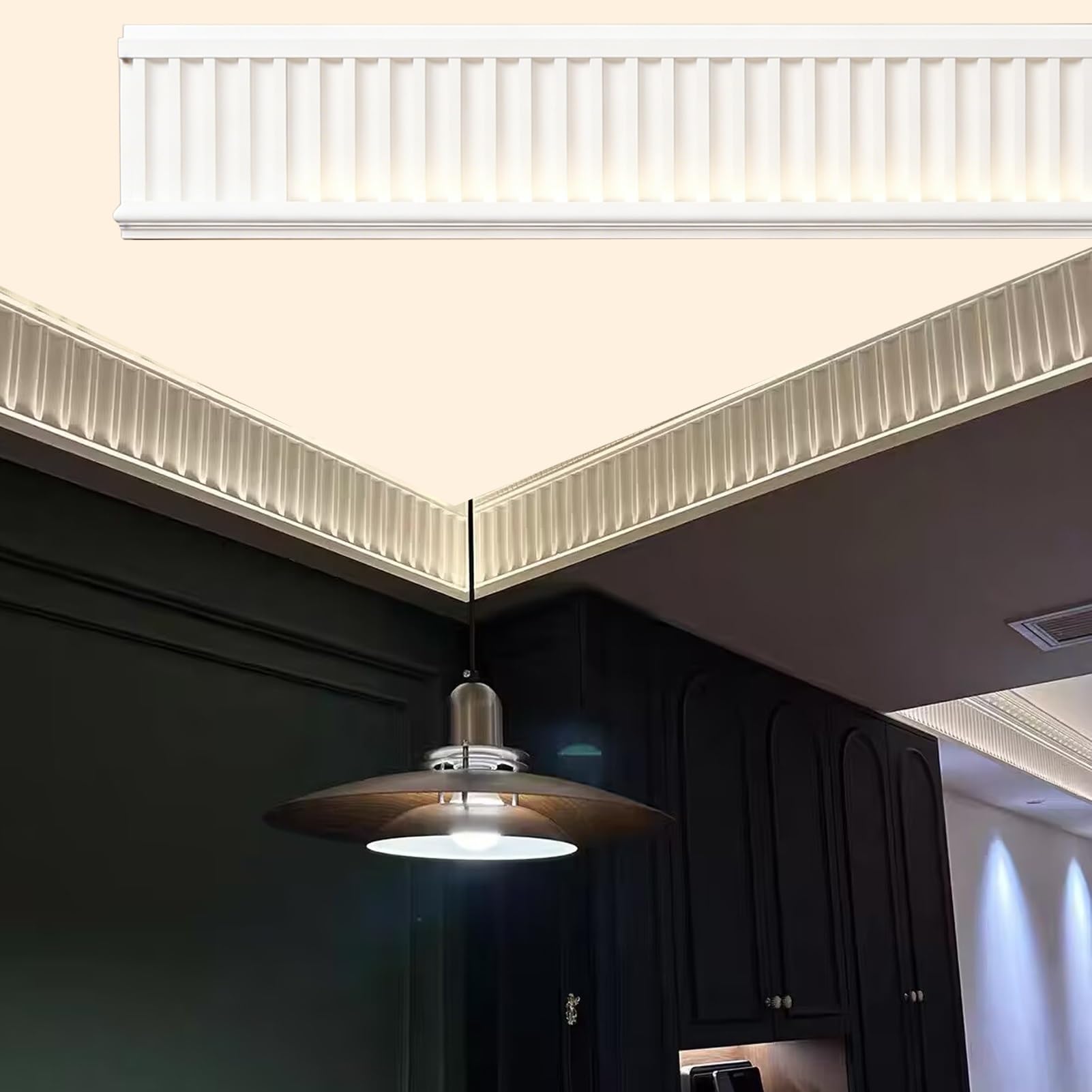 Molduras Techo Moldura de Techo de Yeso con Canales de Iluminación, Moldura Decorativa para Techos (Sala de Estar/Baño/Dormitorio), Protector Decorativo de Bordes(Width(5 7/8")15 cm)