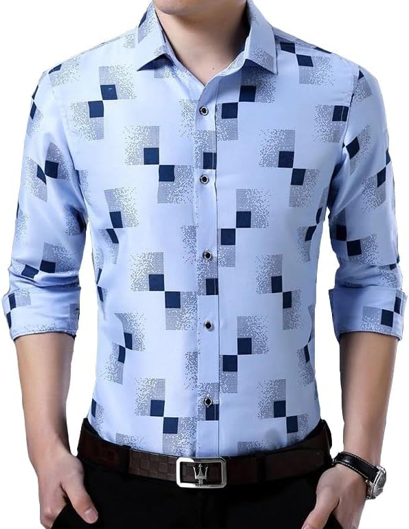 IndoPrimoMen's Cotton Casual Regular Fit Checks Shirt for Men Full Sleeves