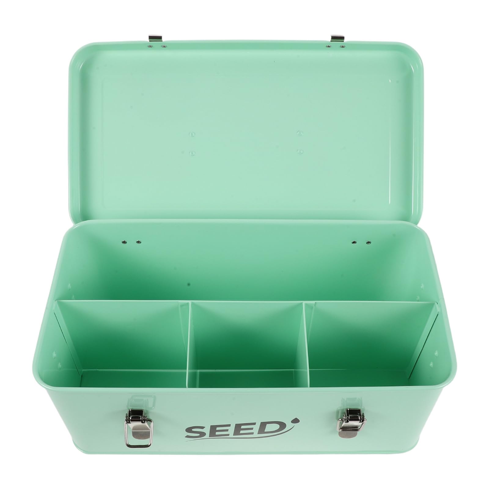 iplusmile Saatgut Aufbewahrungsbox aus Eisen mit Klappdeckel und Schloss Tragbarer Garten Organizer für Samen und Kleine Werkzeuge Größe 33,5x18,5x12,5 cm Hellgrün