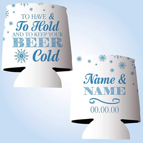 Miniatura 1 de VictoryStore Enfriadores de latas y bebidas Boda de invierno personalizada para tener y sostener enfriadores de latas de boda (150)