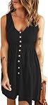 WNEEDU Summer Dress for Women 2026 Sleeveless V Neck Sun Dresses with Pockets
