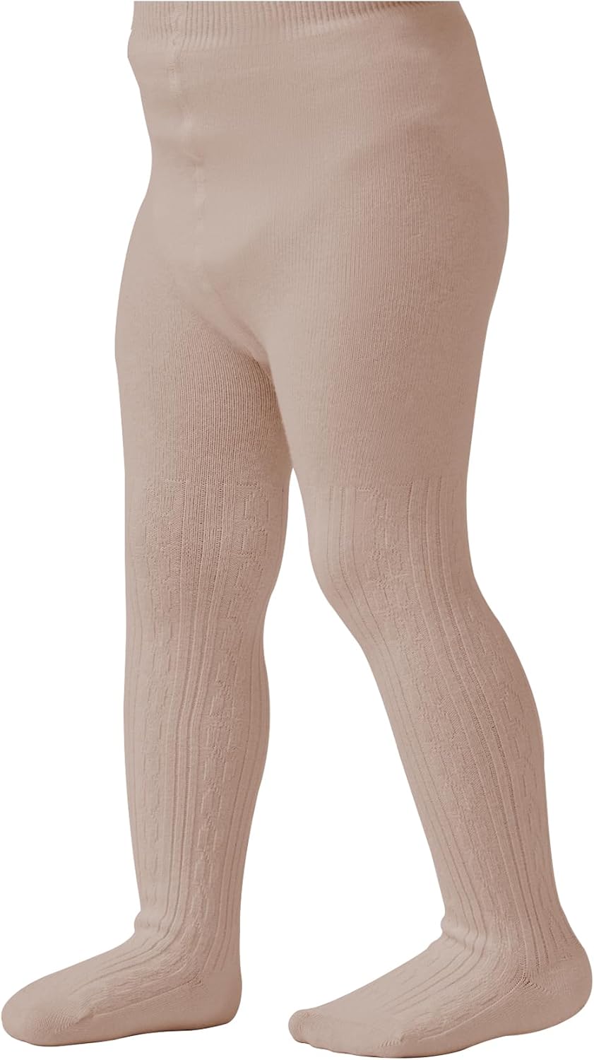 Zando Toddler Tights for Girls - Cable Knit Cotton Baby Girl Leggings Seamless Stockings Under Dresses School Uniform