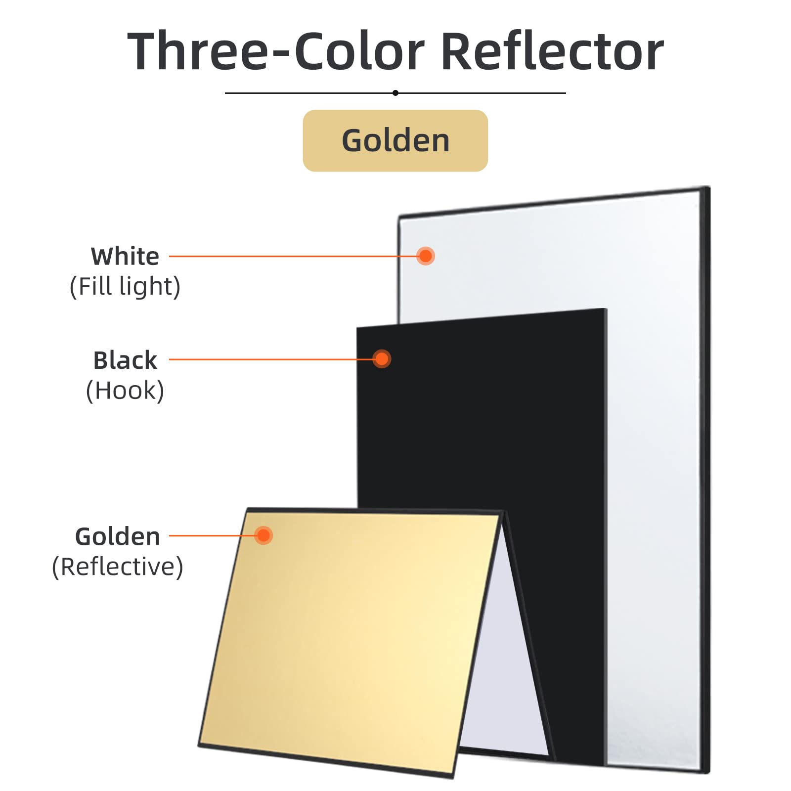 Soonpho Riflettore fotografico 3 in 1 A3 x 2, 42 x 29,7 cm, riflettore pieghevole per fotografia morta vita, gioielli, food, fotografia del prodotto, foto (oro/argento, bianco, nero)