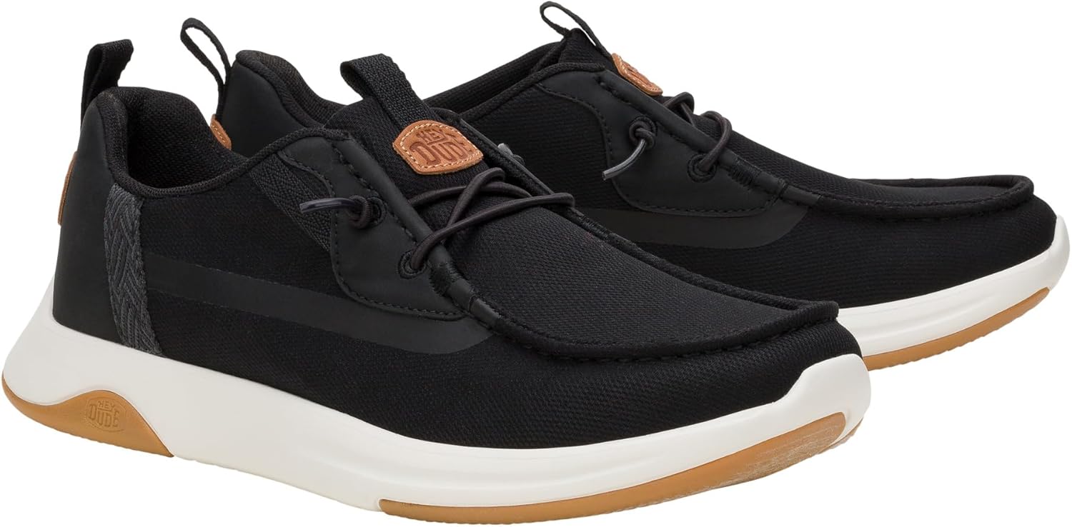 HEYDUDE Men’s Wally Drift Classic | Mesh Black/White Size 13 | Slip On Shoes for Men | Lightweight Loafers | Easy On System | Cushioned Insole - Image 4