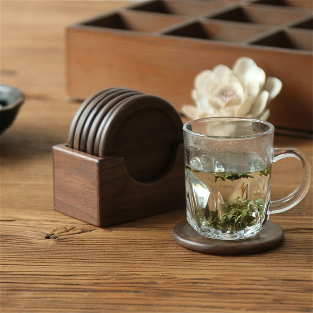 Black Walnut Cup Mat Set Wood Insulation Wooden Tea Base