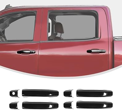 Linskip ドアハンドルカバー 2014-2020 タホ サバーバン シボレー シルバラード & GMC シエラ ユーコン用 ドアハンドルプロテクター 外装アクセサリー ブラック、スマートエントリーなし