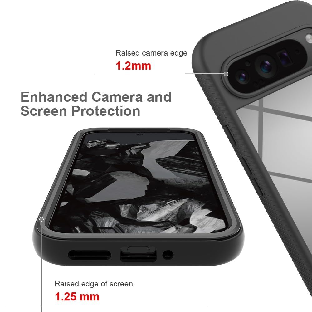 Generic etui kompatybilne z Google Pixel 10 Pro XL (kolor: fioletowy) przezroczysty twardy tył twardy silikon pełna obudowa wbudowana osłona ekranu