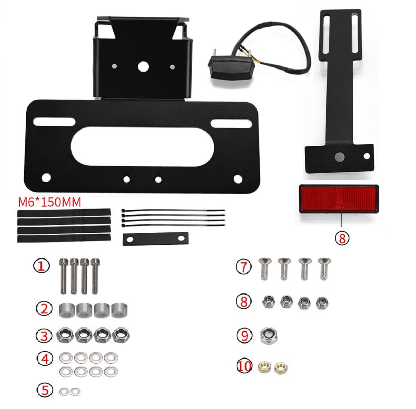 Support de Plaque Moto, avec Lumière Sous Licence, Réglable Support Plaque Moto
