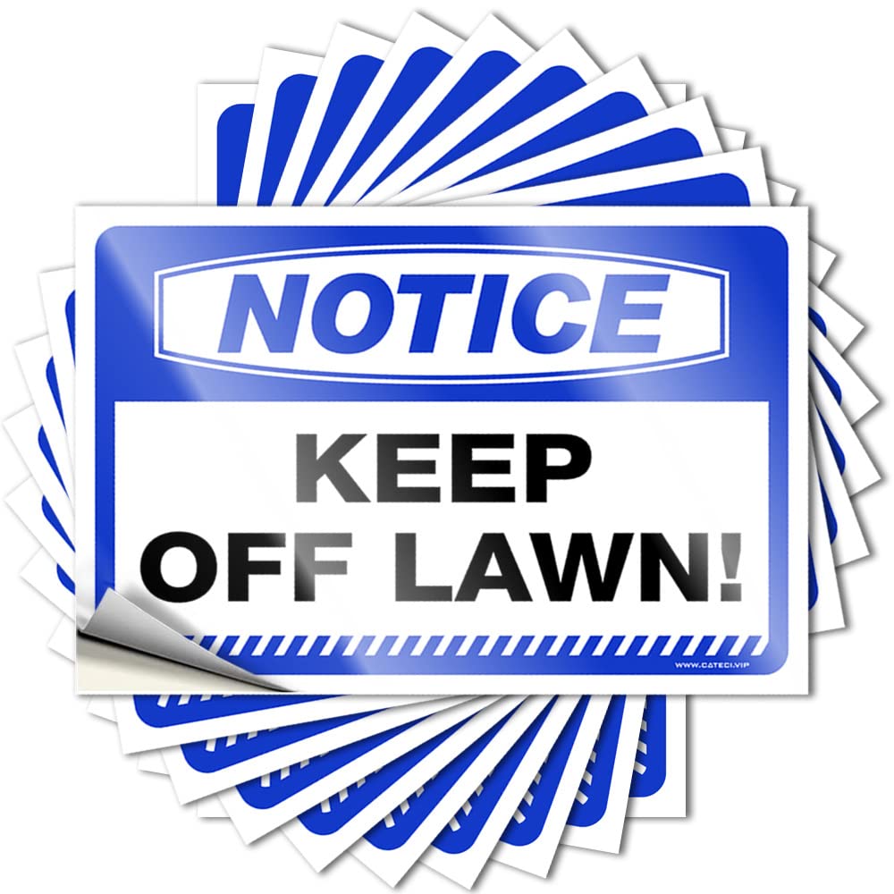 Bumper Sticker Notice Keep Off Lawn! Stickers 10 Pcs Car Accessories Funny Sticker(12X18CM)