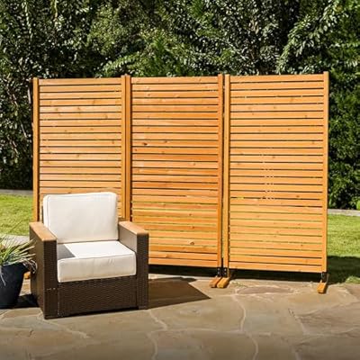 6.1ft H x 3ft W (1 Panel) Freestanding or Surface Mounted Enclo Tiaga Privacy Screen, Wood Privacy Fence Screen, Outdoor or Indoor Decorative Panel, Great for Balcony, Patio, Deck, EC18030